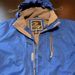 Free Country jacket detachable hood water resistant blue size large zip up camp